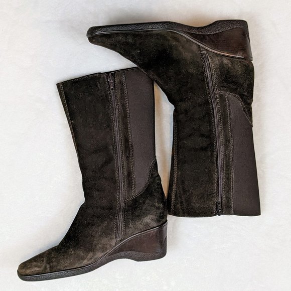 Aquatilia suede boots chocolate brown elastic calf - Picture 2 of 12